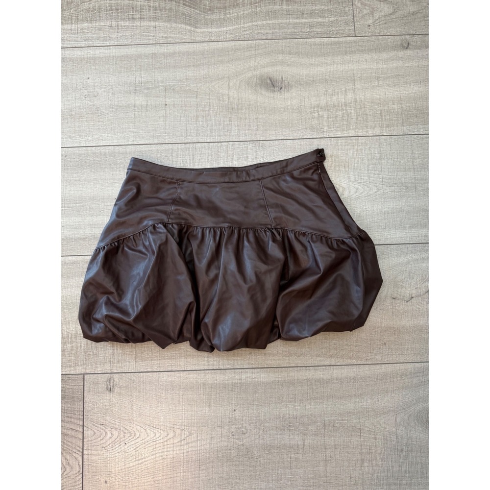 Faux Leather Bubble Mini‎ Skirt - Size Medium